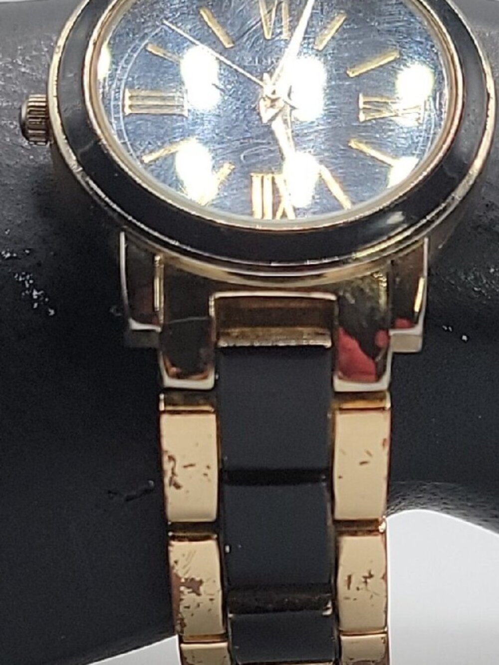 Kardashian Kollection Two-Tone Gold & Black Quartz Link Bracelet Watch - Tested - Picture 2 of 16